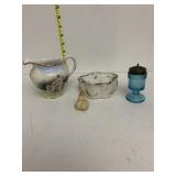 BAVARIA PITCHER, TRINKET BOX BLUE GLASS SHAKER,