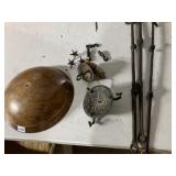 CHANDELIER W/ MARBLE SHADE AND 3 LONG HANGING