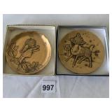WENDELL AUGUST SOLID BRASS PLATES ONE DOG ONE BIRD