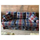 PLAID SOFA 3 CUSHION W/ ACCENT PILLOWS GOOD