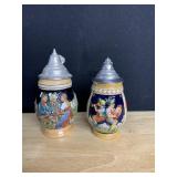 TWO GERMAN STEINS 1-6"H, 1-5"H