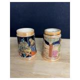 TWO GERMAN TANKARDS 4"H