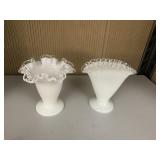 FENTON SILVER CREST MILK GLASS VASES, 1 VASE