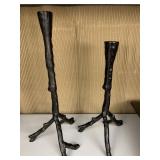 METAL CANDLE STICK HOLDERS 19" & 14" H