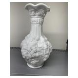 MILK GLASS VASE GRAPE DESIGN 10" H