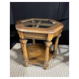 OAK FRAME OCTAGON SIDE TABLE VERY STURDY