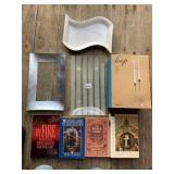 SERVING PLATE, BOOKS ETC.