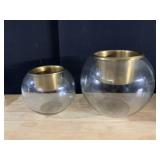 GLASS & BRASS CANDLE HOLDER/FLOWER ARRANGEMENT