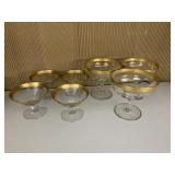 GOLD RIM WINE GLASSES, LEAF DESIGN 3 LARGE, 4