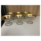 6 WINE CHAMPAGNE GLASSES GOLD RIM MINTON DESIGN,