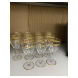 11 GOLD RIM WINE GLASSES SWIRL DESIGN