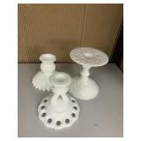FENTON & WESTMORELAND CANDLE STICK HOLDERS MILK