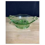 GREEN GLASS BOWL WITH SPOON