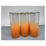 6 LIBBEY ORANGE FROSTED BLENDO DRINKING GLASSES