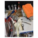 KITCHEN UTENSILS, GRINDER, MEASURING CUPS ETC.