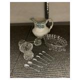 TOOTHPICK HOLDER, STIEFF PEWTER SPOONS, KNIFE