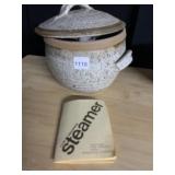 STEAMER IRONSTONE POTTERY 7" H X 10" D