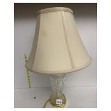 GLASS CENTER LAMP W/ SHADE, BRASS FINISH