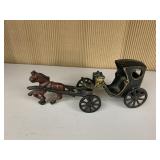 VINTAGE CAST IRON HORSE DRAWN CARRIAGE
