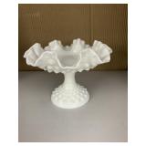VINTAGE HOBNAIL MILK GLASS PEDESTAL BOWL 5.5" H