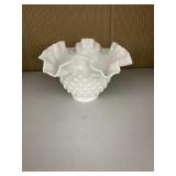 FENTON HOBNAIL MILK GLASS RUFFLED EDGE BOWL 4" H