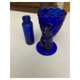 COBALT BUNNY TOOTHPICK HOLDER, GLASS BOTTLE
