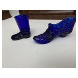 COBALT WESTERN BOOT TOOTHPICK HOLDER, GLASS SHOE