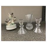 OTAGIRI BIRD MUSIC BOX, BUD VASE CANDLE STICK