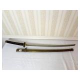 BRASS SCABBARD SWORD NICE HANDLE WRAPPING NO