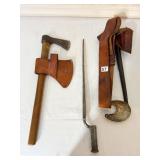 BAYONET MARKED INDIA AND A TOMAHAWK ALL IN A NICE