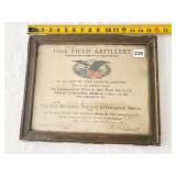 176 FIELD INFANTRY FRAMED VINTAGE MEMORABILIA
