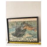 VERY NICE FRAMED SCENE OF SHIP ON OPEN WATER