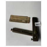 ANTIQUE WOOD AND BRASS CALIPER RULER AND FOLDING