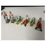 VINTAGE SKIER FIGURINES, DAMAGE AS SHOWN