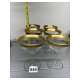 6 GOLD RIM CHAMPAGNE GLASSES