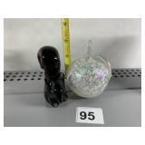 PURPLE GLASS SQUIRREL, PAPER WEIGHT W/ APPLIED