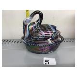 WESTMORELAND OPALESCENCE GLASS NESTING SWAN