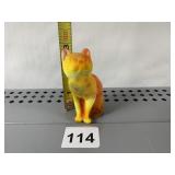 ART GLASS HAND PAINTED SITTING CAT SATIN FINISH