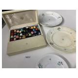 VINTAGE SEWING KIT, DISHES
