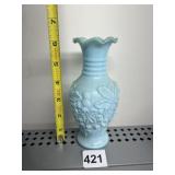 IMPERIAL GLASS VASE FLOWER DESIGN RUFFLE EDGE