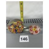 2 MILLEFIORI PAPERWEIGHTS