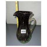 OPAQUE GLASS PITCHER SIGNED ON BASE SEE MAKER