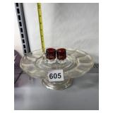 RUBY FLASH MINI MUGS, PEDESTAL CAKE PLATE