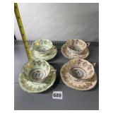 PARAGON BONE CHINA 4 CUPS/SAUCERS