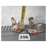 ART GLASS HENS RED HEAD TOPS