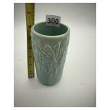 TALL CYLINDRICAL MCCOY VASE WITH EMBOSSED