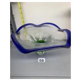 MURANO GLASS CENTERPIECE BOWL HAND BLOWN FLUTED