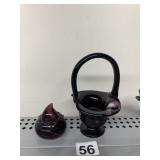BRIDES BASKET DEEP PURPLE COLOR , BLOWN GLASS