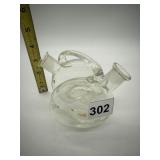 BLOWN GLASS DOUBLE CRUET WITH APPLIED GLASS