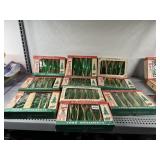 6 BOXES OF VINTAGE GREEN CHRISTMAS ORNAMENTS AS